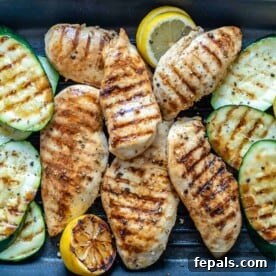 25 Chicken Meal Prep Recipes for Quick, Flavorful Weeknight Meals 16 grilled chicken and zucchini on a grill pan