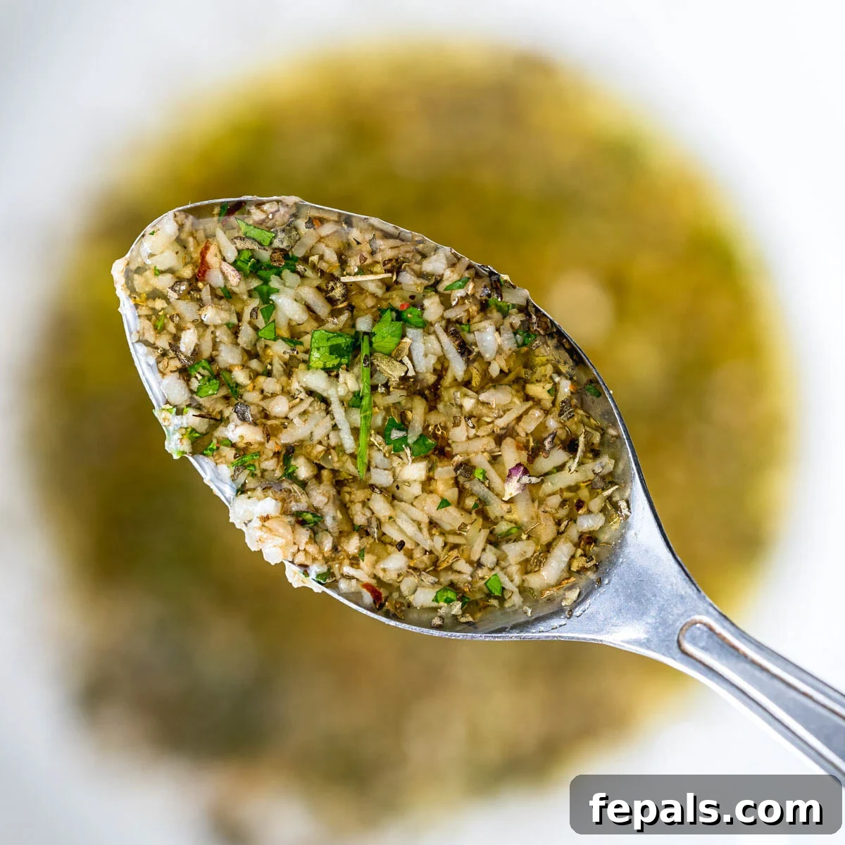 a spoonful of olive oil dip.