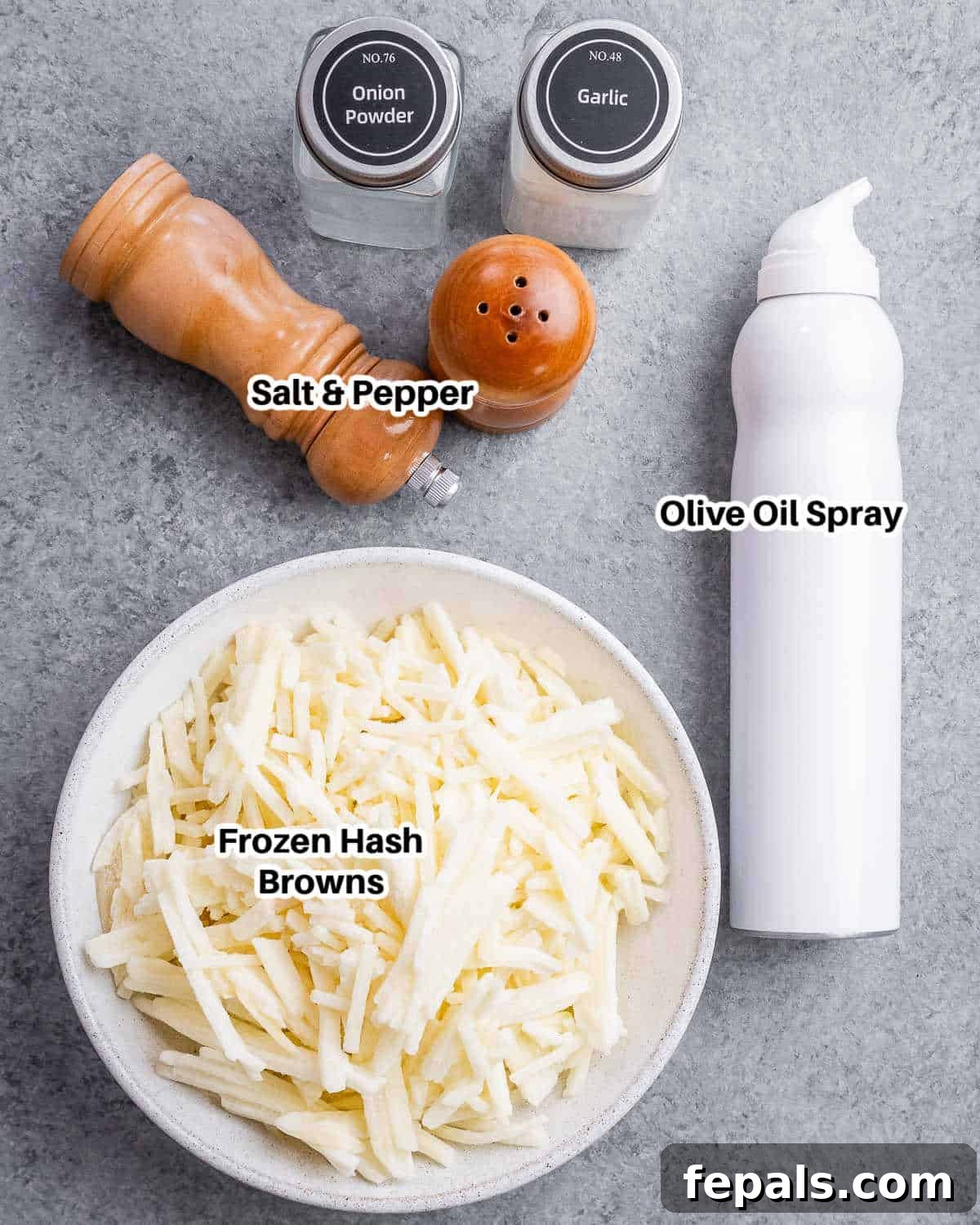 Crispy Air Fryer Frozen Hash Browns Recipe 3 ingredients for air fryer hash browns.
