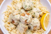 Greek Chicken Meatballs with Lemon-Dill Sauce