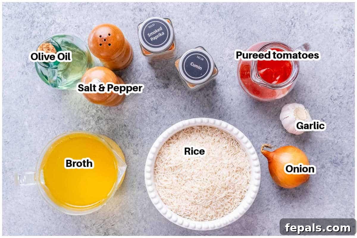 ingredients for mexican rice.