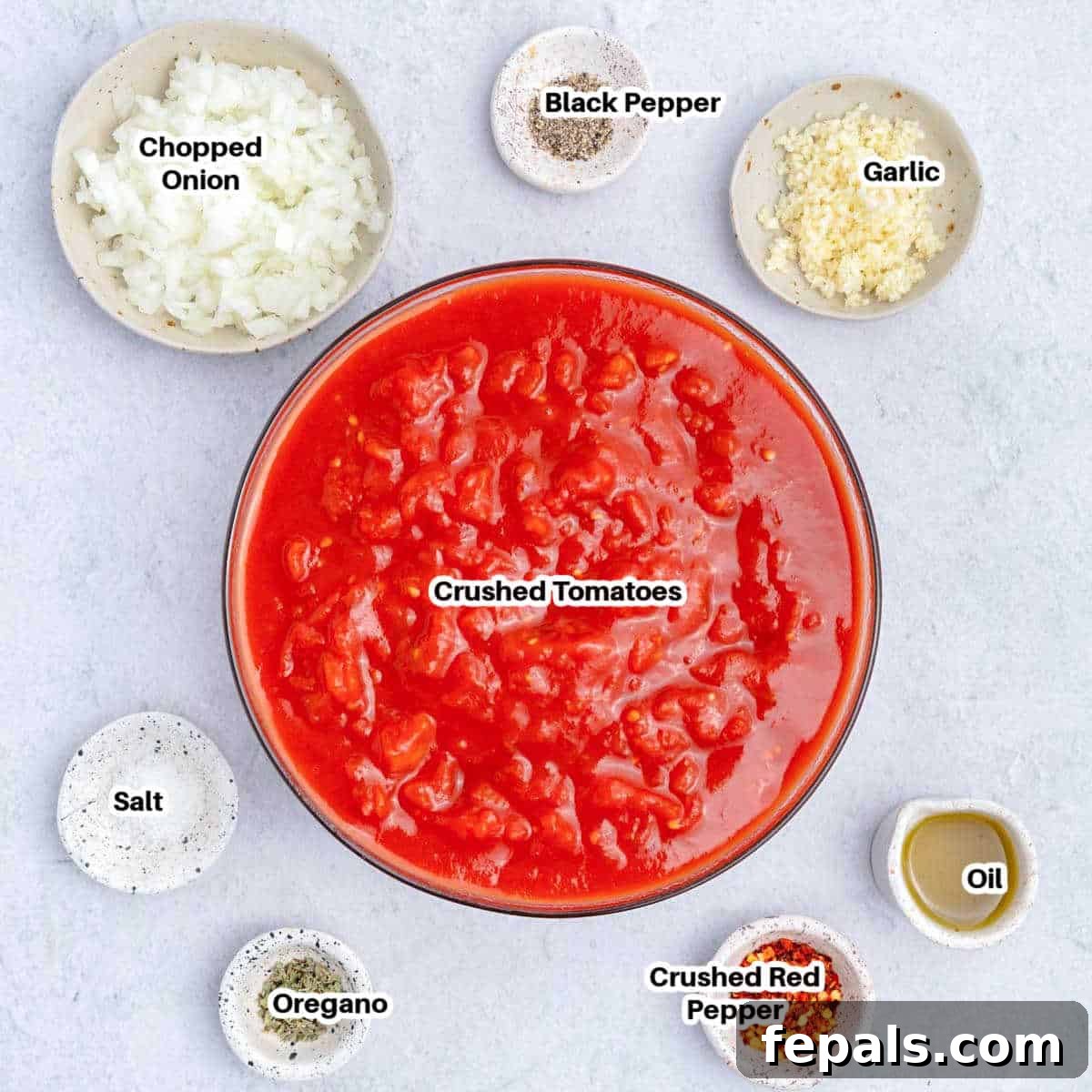 Ingredients for Arrabiata sauce.