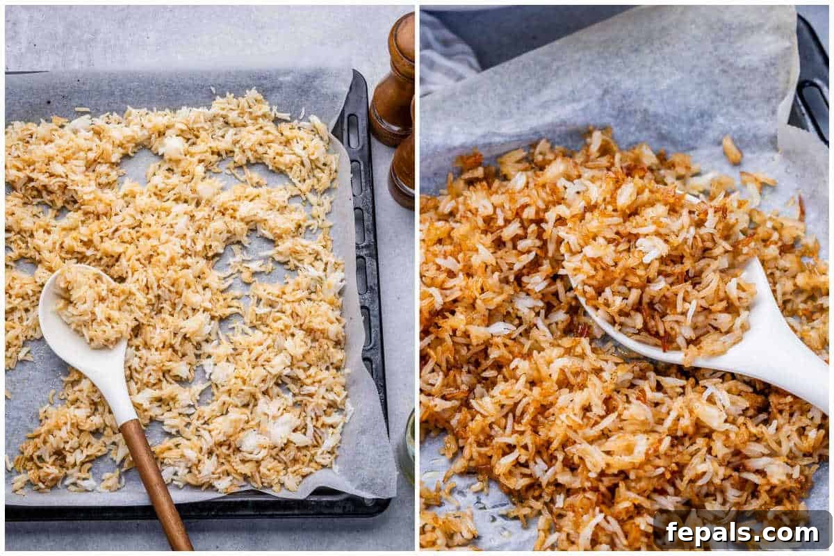 collage to add rice to sheet pan and baking it.