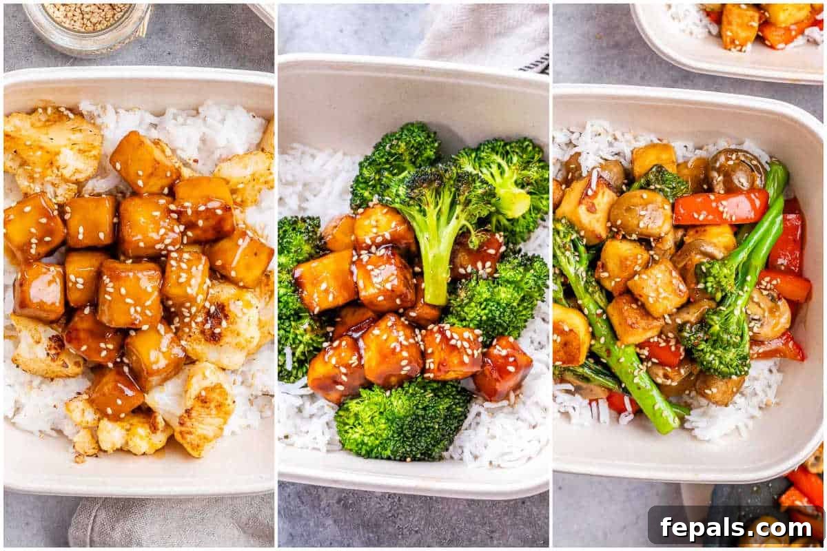 collage for 3 vegan meal prep recipes.