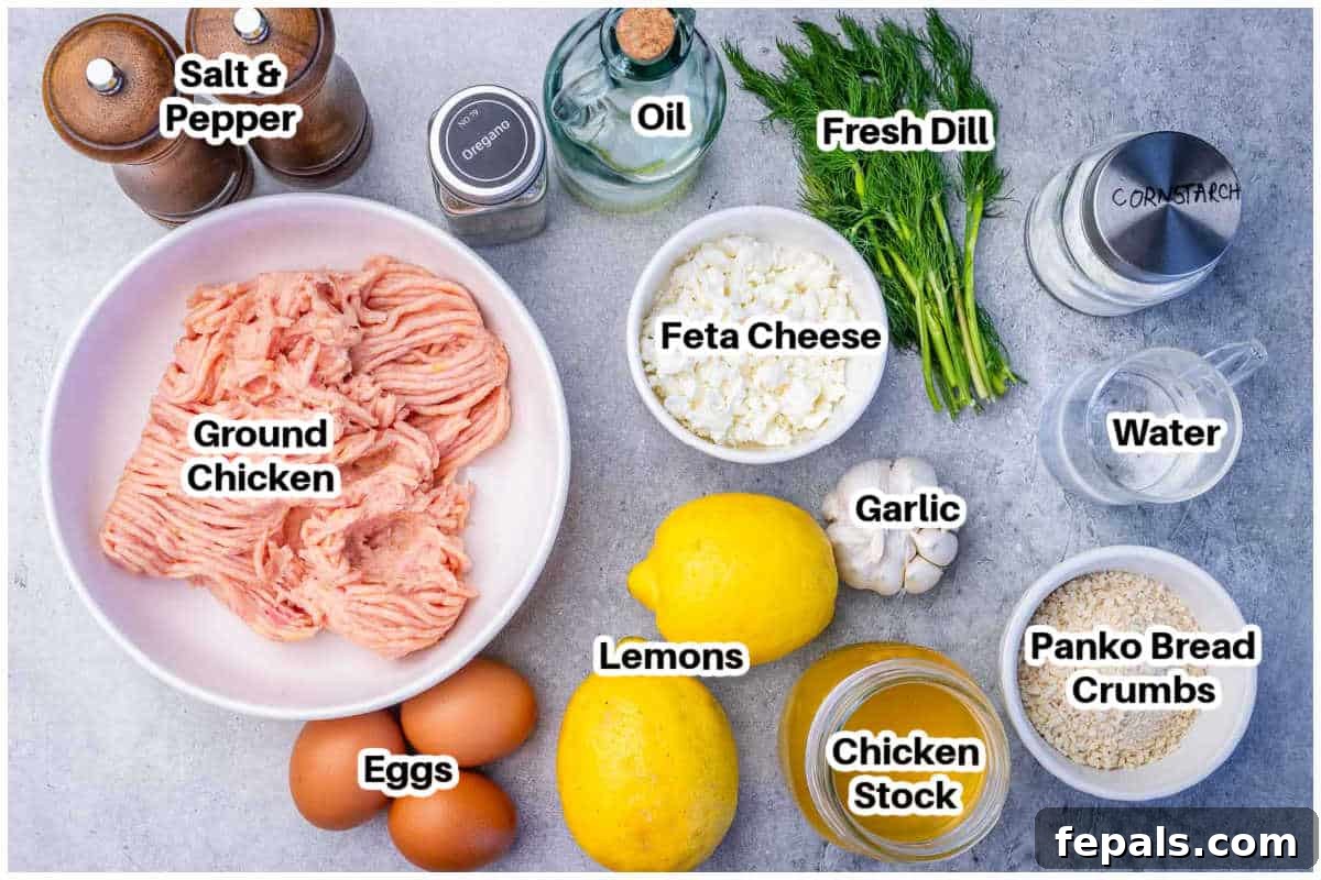 ingredients for greek chicken meatballs.