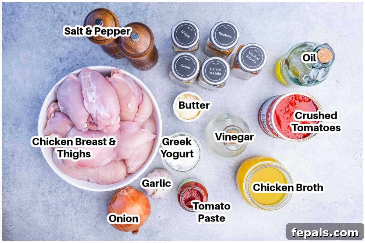 ingredients for instant pot butter chicken