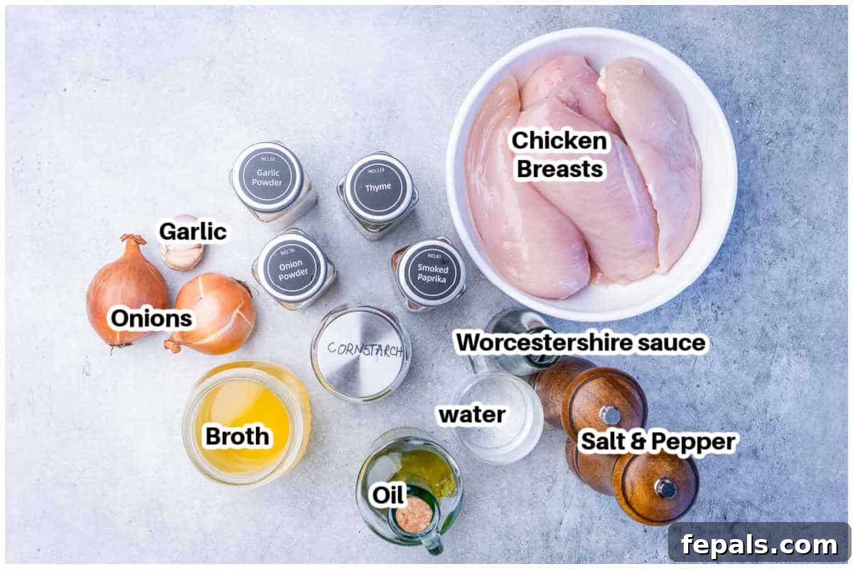 Ingredients for instant pot chicken breasts.