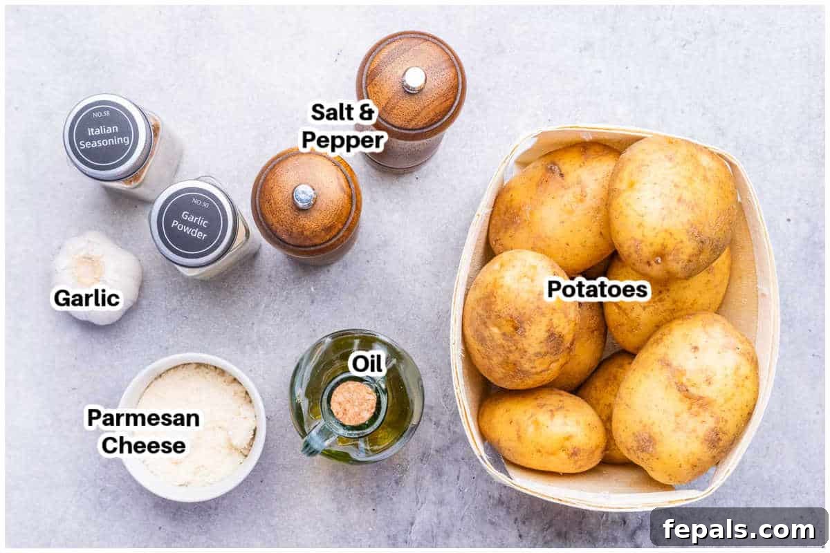 Ingredients for potato stacks.