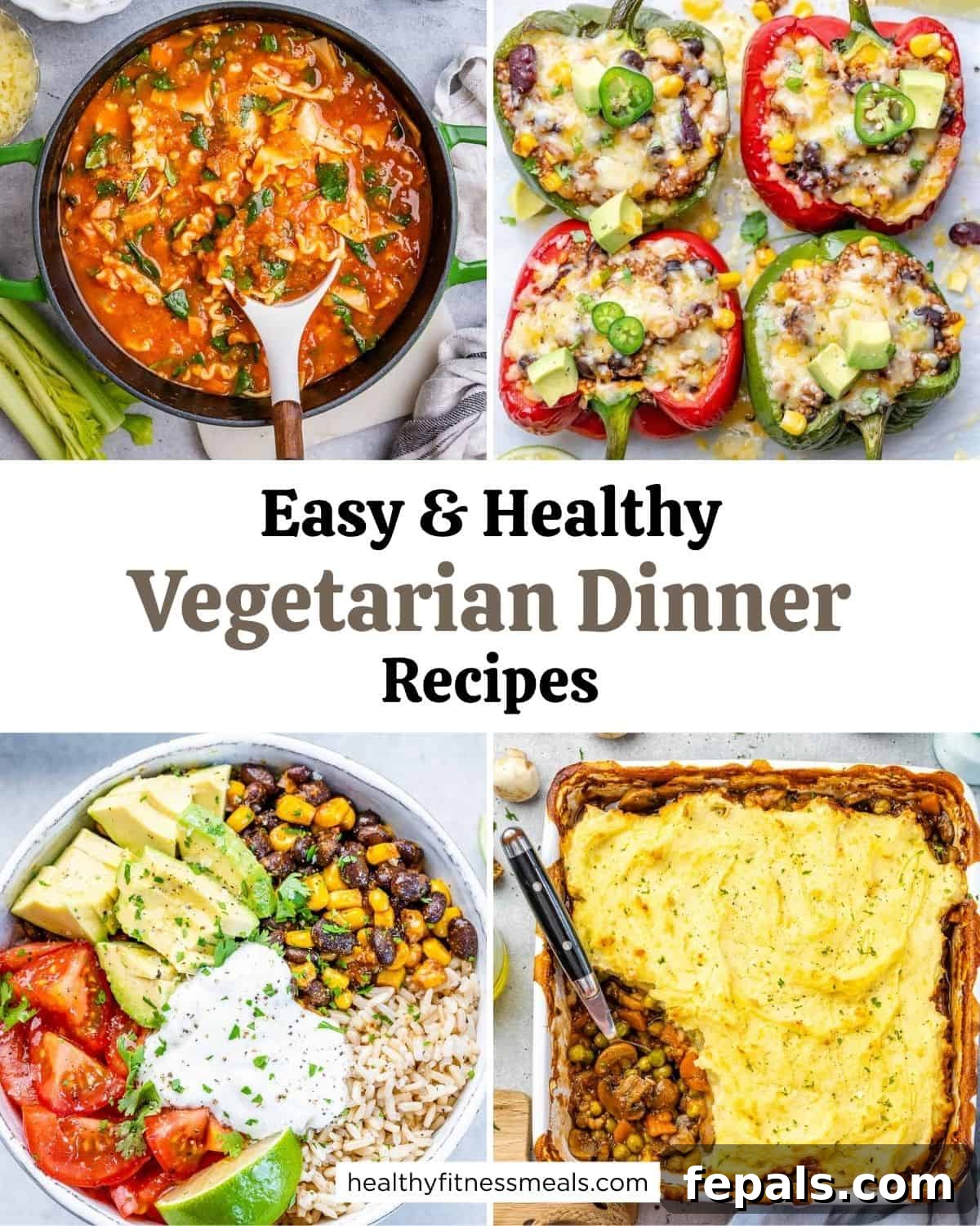 Collage for 4 vegetarian dinners.