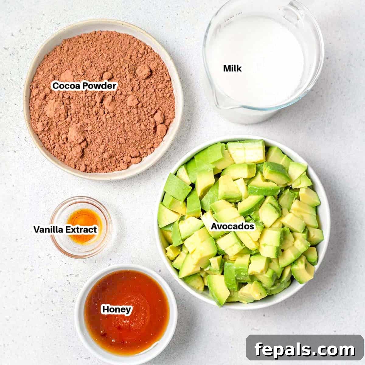 ingredients to make avocado ice cream.