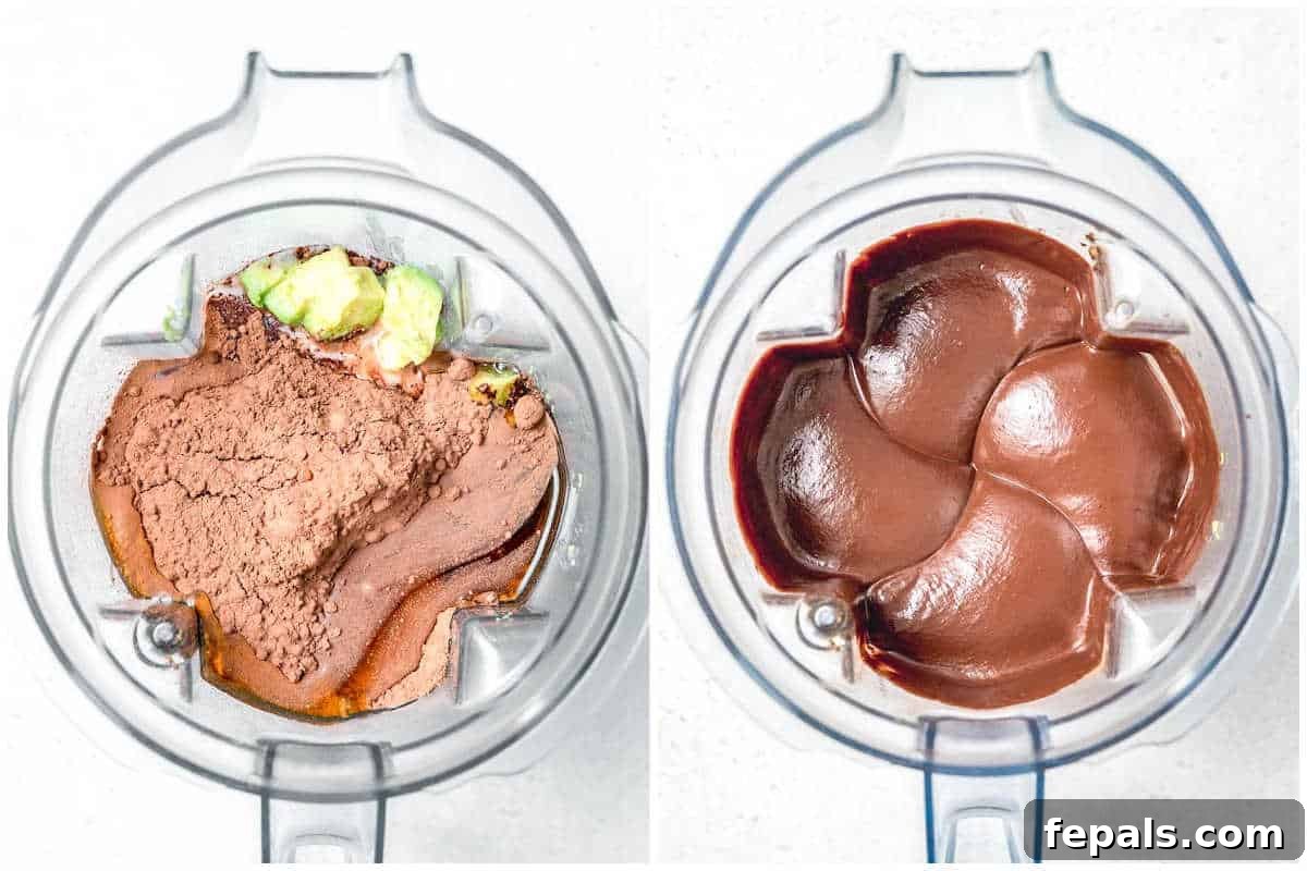 process shot to blend the avocado ice cream in a blender.