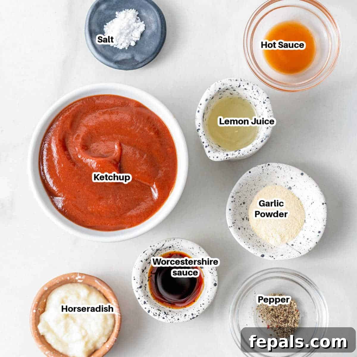 ingredients for cocktail sauce to make at home.