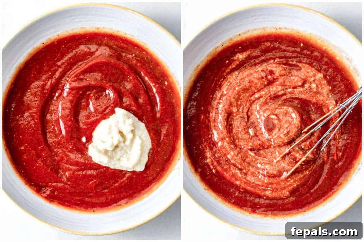 adding horseradish to the cocktail sauce and mixing.