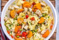 Creamy Chicken Tortellini Soup with Spinach
