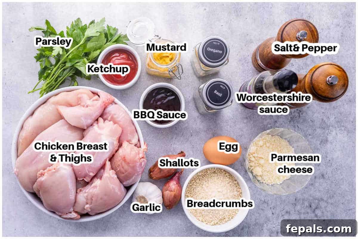 Ingredients for chicken meatloaf.
