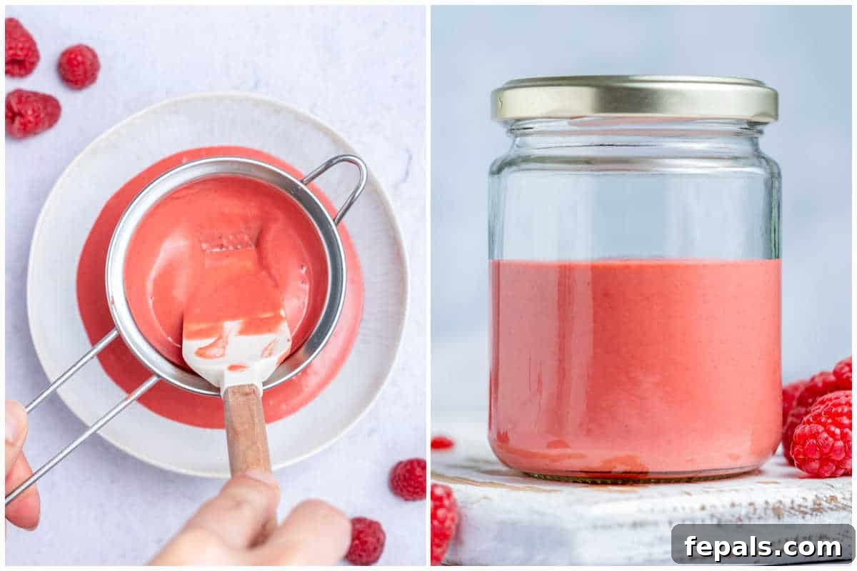 process shot to strain the dressing and adding it to a lidded jar.