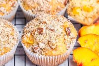 Moist Greek Yogurt Peach Muffins with Fresh Peaches