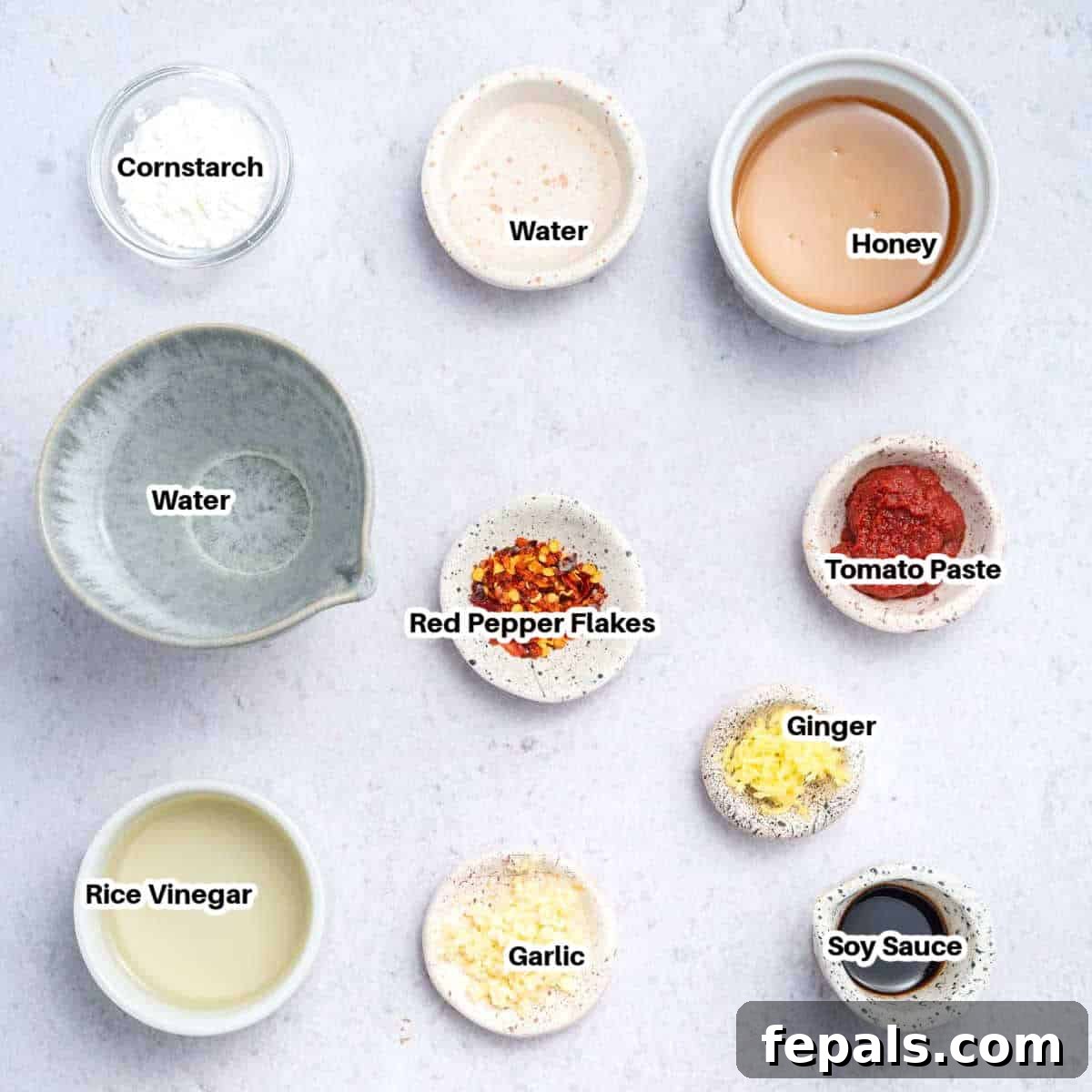 ingredients to make sweet chili sauce.
