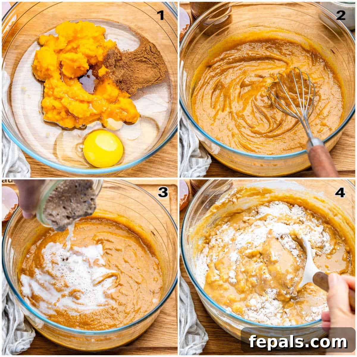 process shot to mixing the ingredients to form the dough for the pumpkin cinnamon rolls.