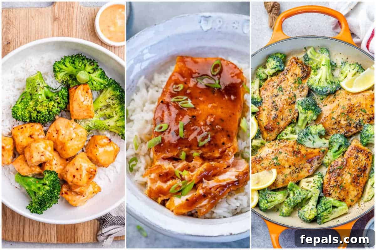 collage of 3 dinner recipes.