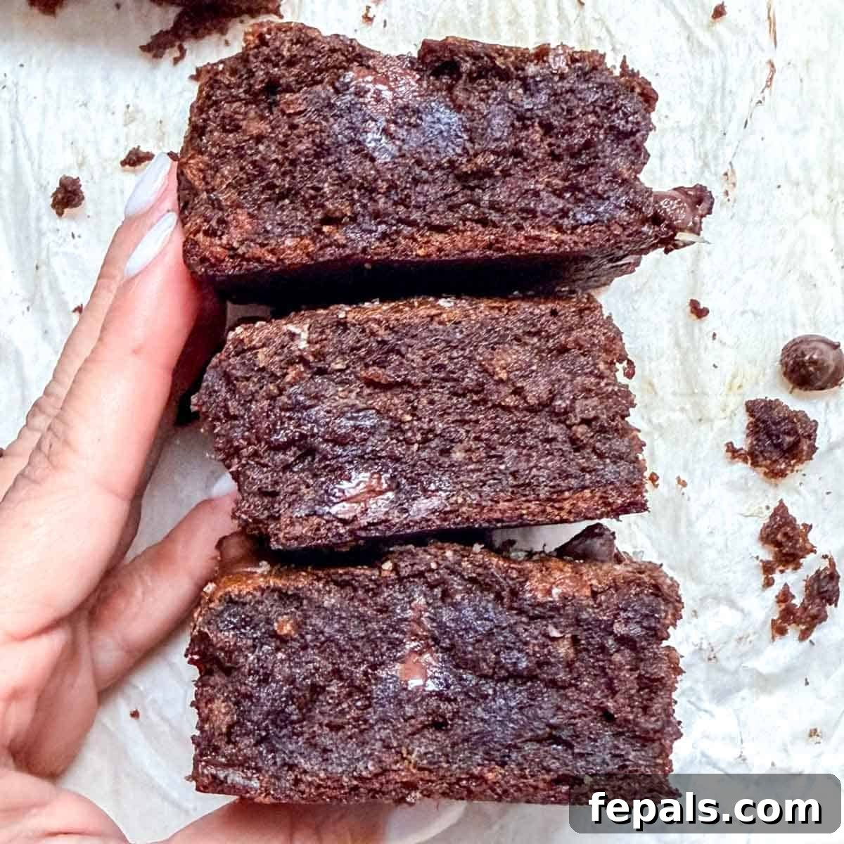 3 brownie square bars.