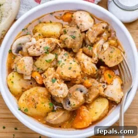 slow cooker chicken served in a bowl.