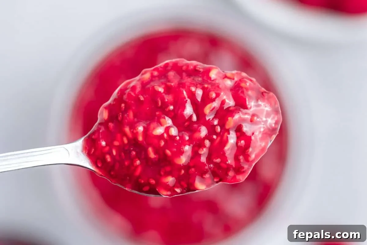 a spoonful of raspberry jam.